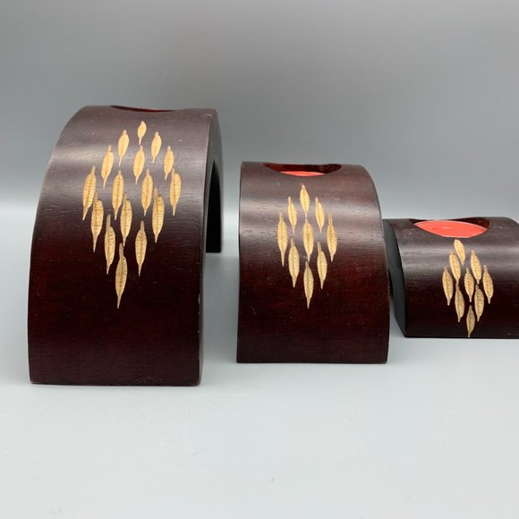 Rare set of 3 Nesting Arched Wood Tealight Candle Holders Purchased in Dubai - Picture 5 of 10